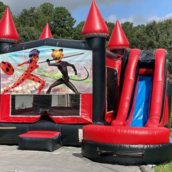 Bounce and slide combo inflatable with kids playing